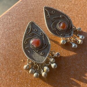 Vintage Kundan Carnelian Stone Earring